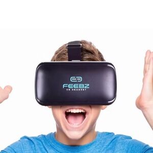 Feebz vr Headset Black Blue VR Phone Compatible 3D 360 Video Games